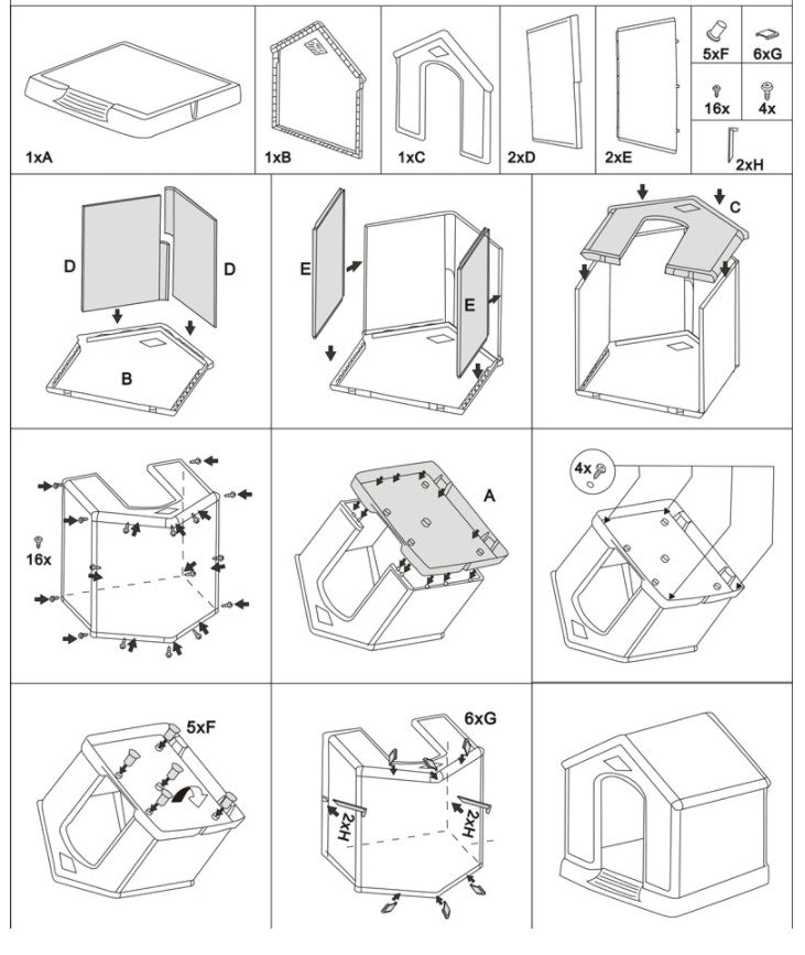 【送料無料】ドッグハウス(プラスチック製・ブルーの屋根)